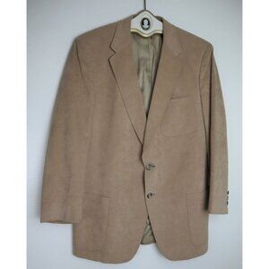 VINTAGE MEN'S BEIGE FAUX SUEDE BLAZER JACKET SPORT COAT - KINGSRIDGE - SIZE 42